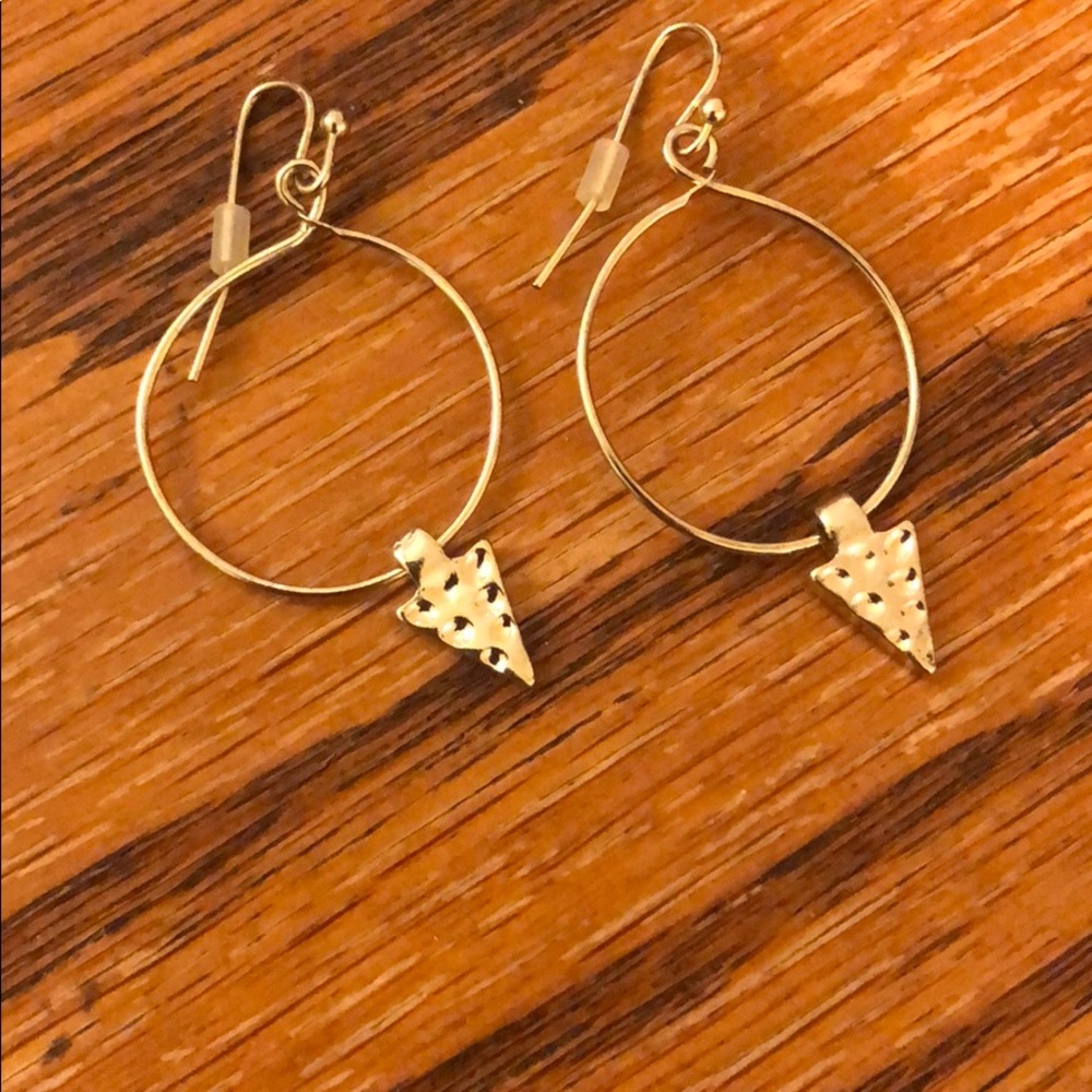Artsy  Silver Hoops with Triangle Detail